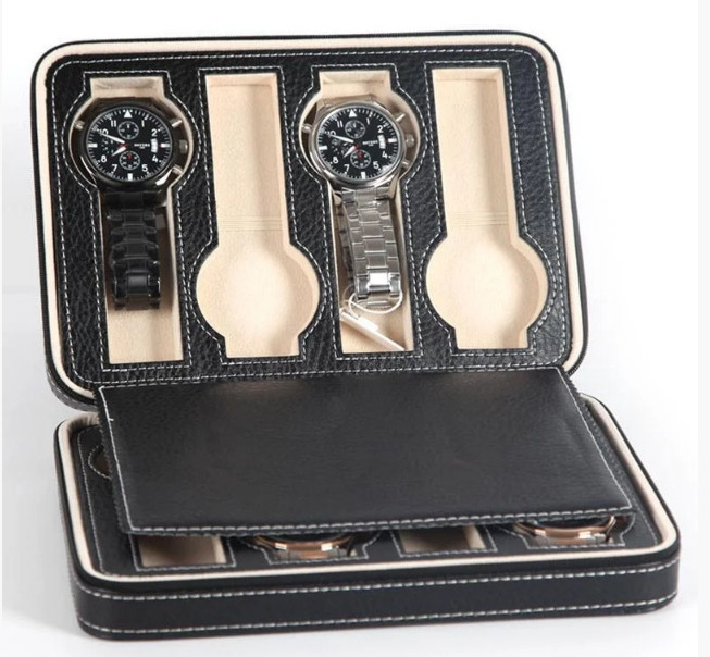 Скринька шкатулка для зберігання наручних годинників (8 годинників) Чорний, фото 1
