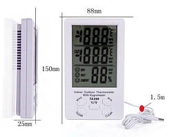 Термометр Гігрометр TA298 з годинником і виносним датчиком