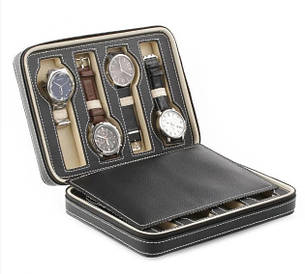 Шкатулка для зберігання наручних годинників Органайзер на 8 годин Чорний