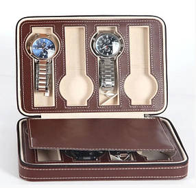 Шкатулка для зберігання наручних годинників Органайзер на 8 годин Коричневий