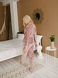 Жіноча велюрова піжама з поясом V. Velika пудра рожева, фото 2