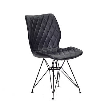 Мягкий бежевый бархатный стул на металлических черных ножках Nolan ML в гостиную, кухню, кафе