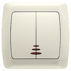 Вимикач двох клавішний з підсвічуванням Viko Carmen Кремовий (90562050)