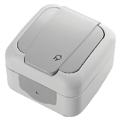 Розетка зовнішня із заземленням та захисними шторками, з кришкою Viko Palmiye Сірий (90555508)