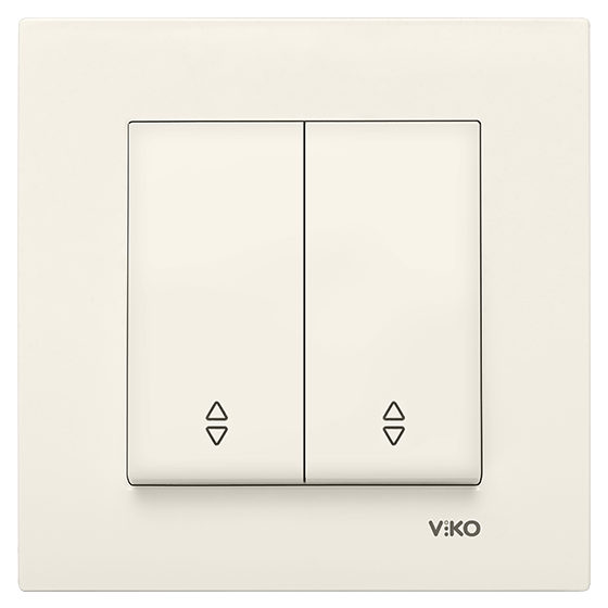 Вимикач прохідний 2-х клавішний Viko Karre кремовий (90960117)