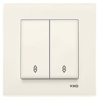Вимикач прохідний 2-х клавішний Viko Karre кремовий (90960117)
