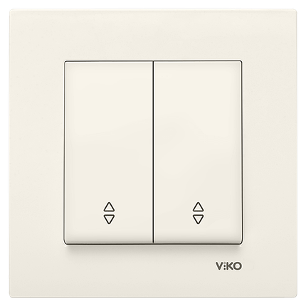 Вимикач прохідний 2-х клавішний Viko Karre кремовий (90960117), фото 2