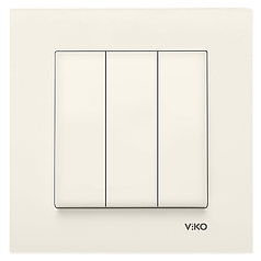 Вимикач 3-х клавішний Viko Karre кремовий (90960168)
