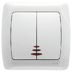 Вимикач з підсвічуванням 2-х клавішний Viko Carmen білий (90561050)