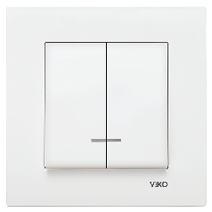 Вимикач з підсвічуванням 2-х клавішний Viko Karre білий (90960050)