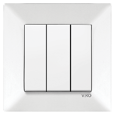 Вимикач 3-х клавішний Viko Meridian білий (90970068-WH)