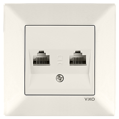 Розетка комп'ютерна подвійна (RJ-45) Viko Meridian кремова (90970234-WH)