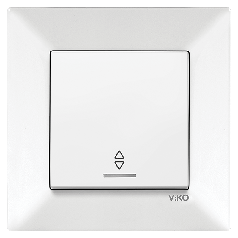 Вимикач прохідний з підсвічуванням Viko Meridian білий (90970063-WH)