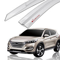 Дефлекторы окон, ветровики хромированные Hyundai Tucson 2015-2020 (Autoclover D623)