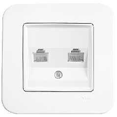 Розетка комп'ютер та телефон (RJ-45, RJ-11) Viko Rollina біла (90420035)