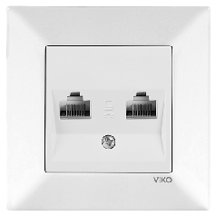 Розетка комп'ютерна подвійна (RJ-45) Viko Meridian біла (90970034-WH)