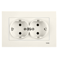 Подвійна розетка із заземленням Viko Karre кремова (90960156)