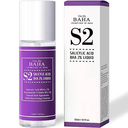 Тонер для лікування акне і звуження пор Cos De Baha Salicylic Acid BHA 2% Liquid, 120 мл, фото 1