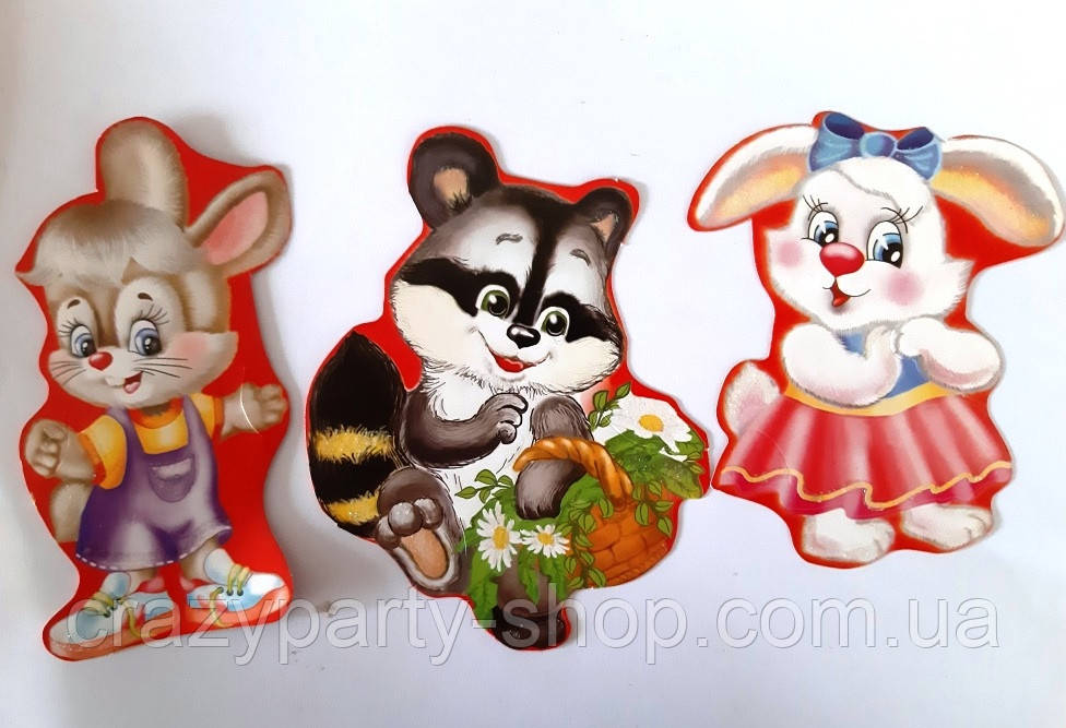 Листівка Валентинка фігурна Звірятка, фото 1