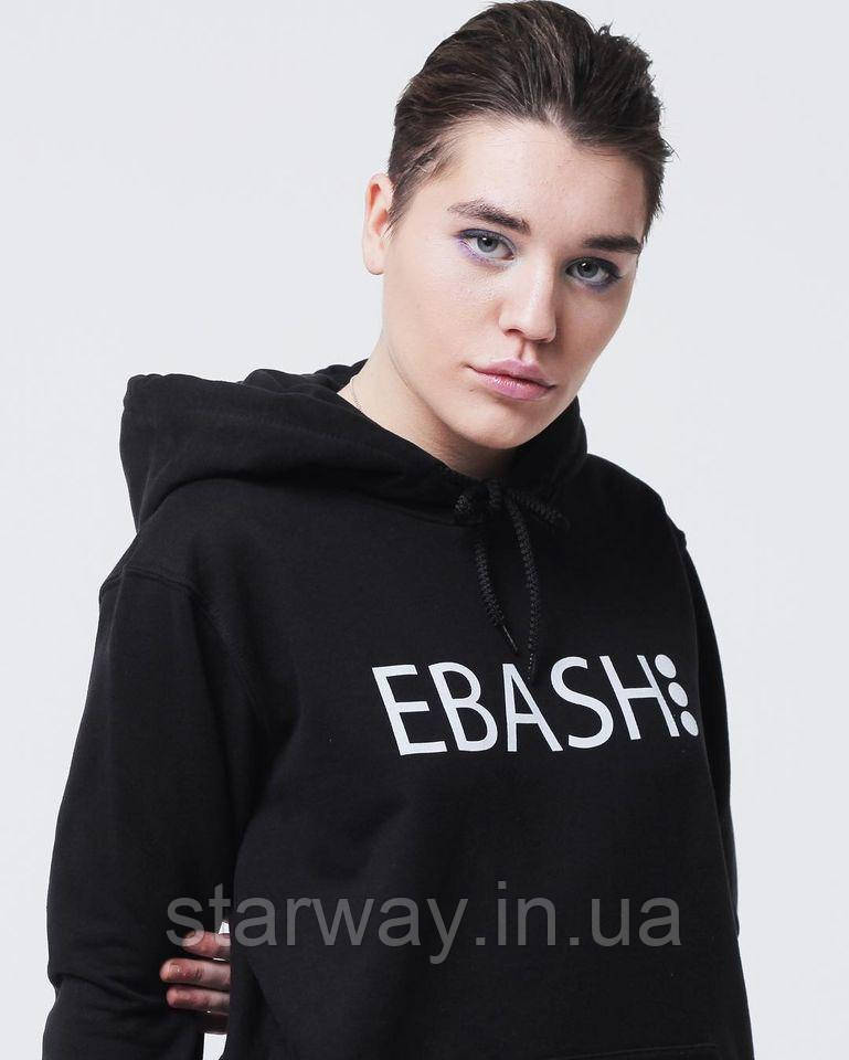 Чорне худі з логотипом ebash | кежуал толстовка