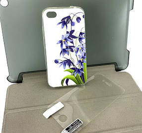 Чохол на iPhone 4, 4s накладка на бампер Pictures захисний силіконовий з принтом + захисна плівка