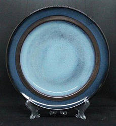 Набір 6 великих обідніх керамічних синіх тарілок Серце океану 28.5 см