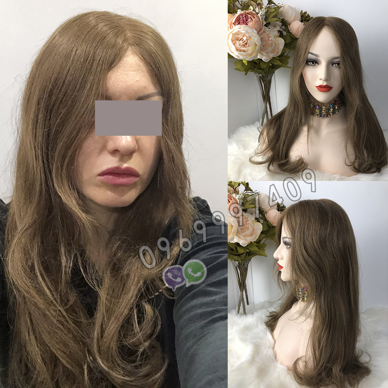 💎Натуральний жіночий парик баклажан з чубчиком, натуральний волосся 💎