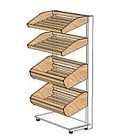 Хлебный стеллаж торговый 1900*950 мм ТИП 6 приставной стеллаж с корзинами Ристел, стеллаж торговый