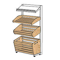 Торговый стеллаж для хлеба 1900*950 мм ТИП 7, приставной хлебный стеллаж с корзинами Ристел, торговый стеллаж