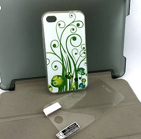 Чохол на iPhone 4, 4s накладка на бампер Pictures захисний силіконовий з принтом + захисна плівка