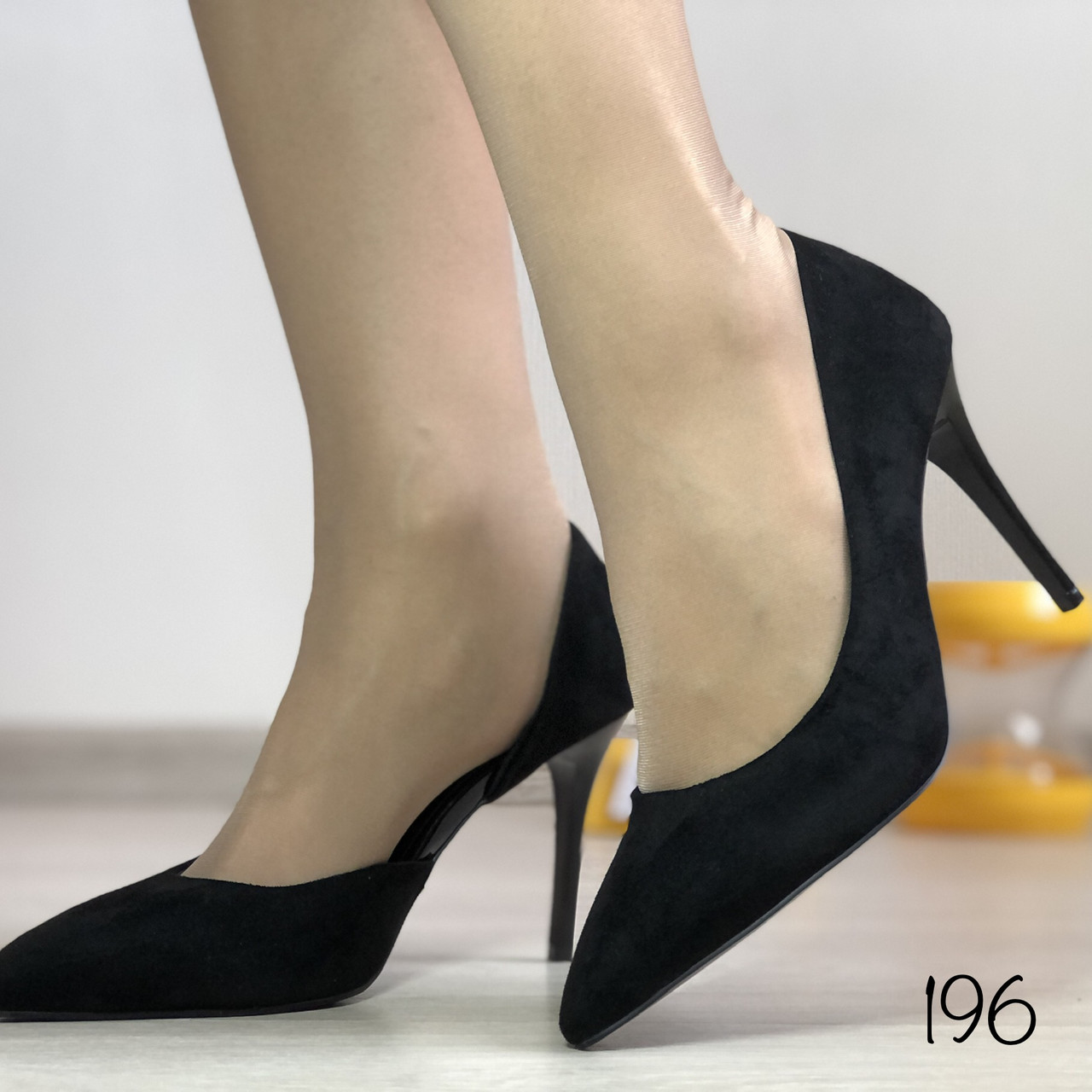 Жіночі класичні туфлі човники деленка, чорні, фото 1
