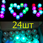 Набір світлодіодні свічки 24 шт./патак RGB чайна плавна зміна кольору, 37х40 мм, з батарейкою, фото 3