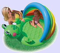 Детский надувной бассейн «Веселый лягушонок». Бассейн с козырьком.