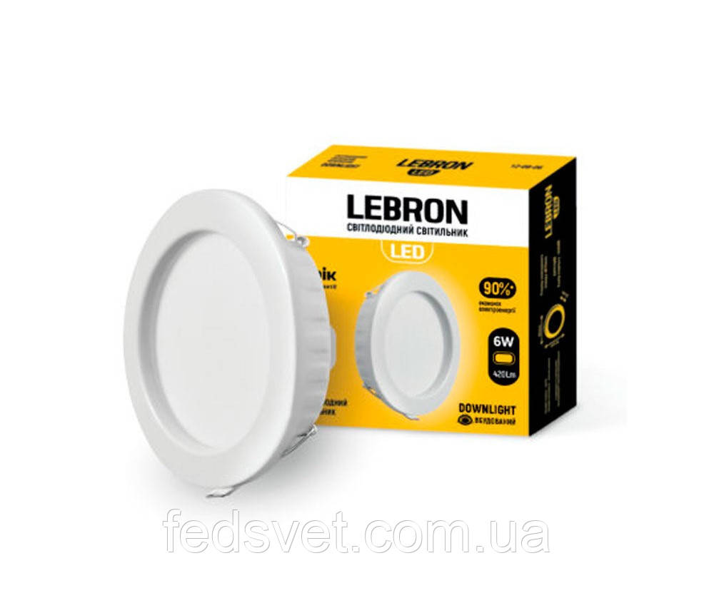 Світильник світлодіодний LEBRON L-DR-641 6W 420Lm 4100K, фото 1