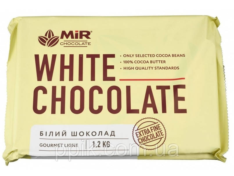 Шоколад білий Mir chocolate 26%, плитка 1,2 кг