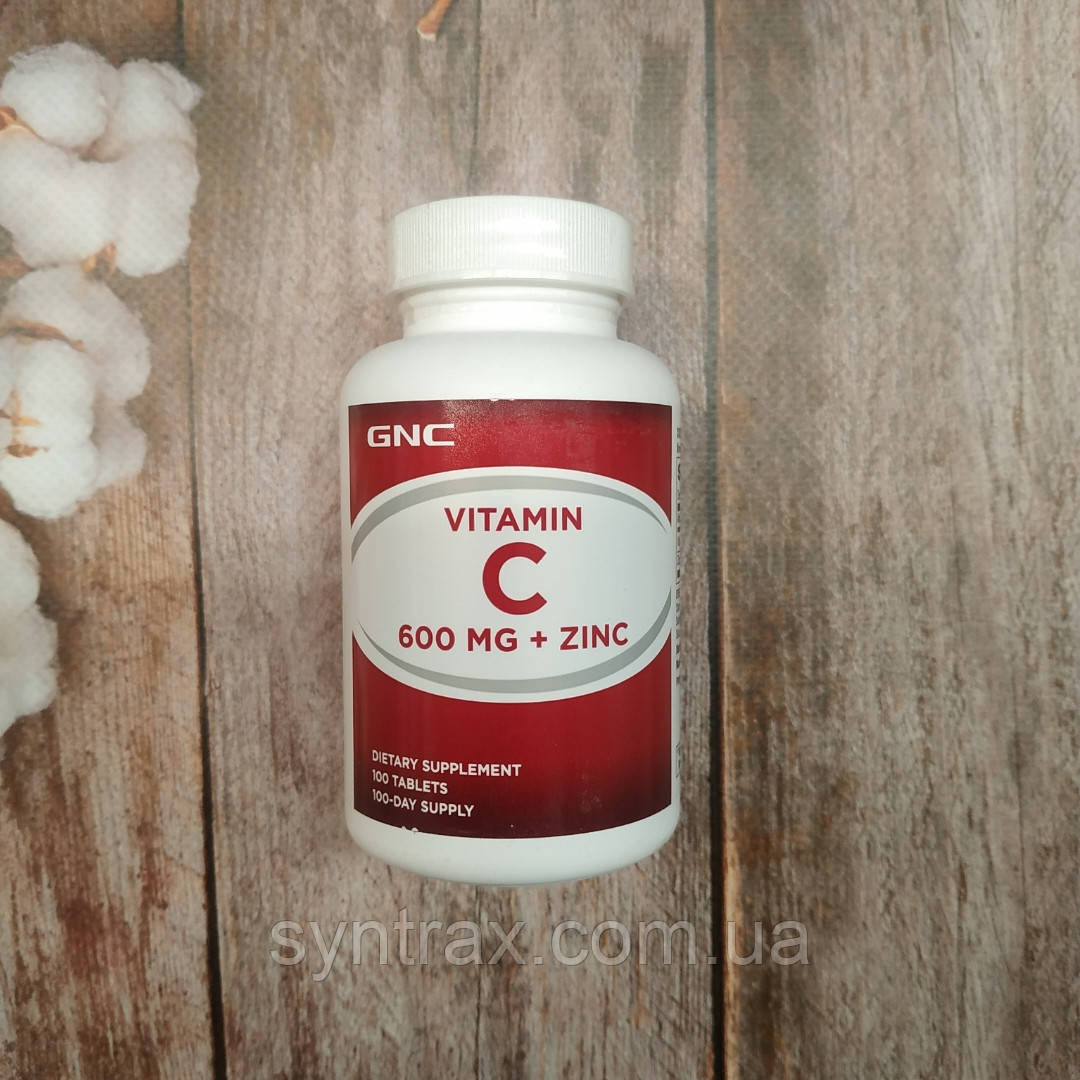 GNC Vitamin C 600 mg + Zinc 100 tab, вітамін C + цинк