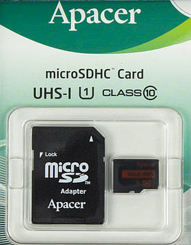 Карта пам`яті 16Gb Micro-SDHC(UHS-1) Apacer R85MB/s (adapter)class10 №2602