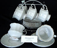 Сервиз / Набор чайных чашек Серпанок Золото Коростень фарфор состоит из 12 предметов на 6 персон.