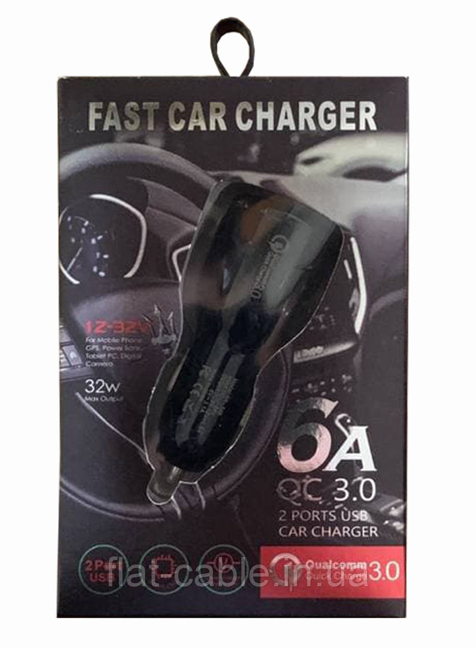 Автомобильное зарядное устройство Quick Charge 3.0 на 2 USB (3.1 A) Черный - фото 1 - id-p970572460