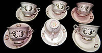 Сервиз / Набор чайных чашек Ажурная "Розовый фарфор" Коростень фарфор состоит из 12 предметов на 6 персон.