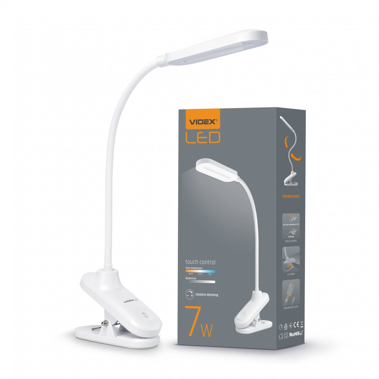 LED настольная лампа VIDEX TF09W 7W 3000-5500K
