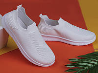 На 40р! Мокасини жіночі білі літні тканинні Мокасины женские белые летние тканевые (Код: 1869)