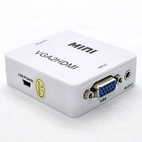 Конвертер переходник VGA to HDMI адаптер с аудио входом VGA2HDMI Converter Mini 1080P