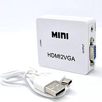 Конвертер переходник HDMI to VGA адаптер со звуком HDMI2VGA Аудио выход Video Converter Mini 1080P