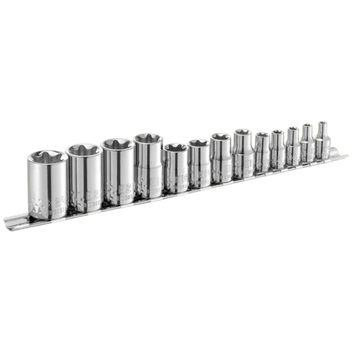 Набір головок Torx 13 од (1/4": Е4-E8, 3/8": E10-E16, 1/2": E18-E24) на тримачі Stanley Expert E034801
