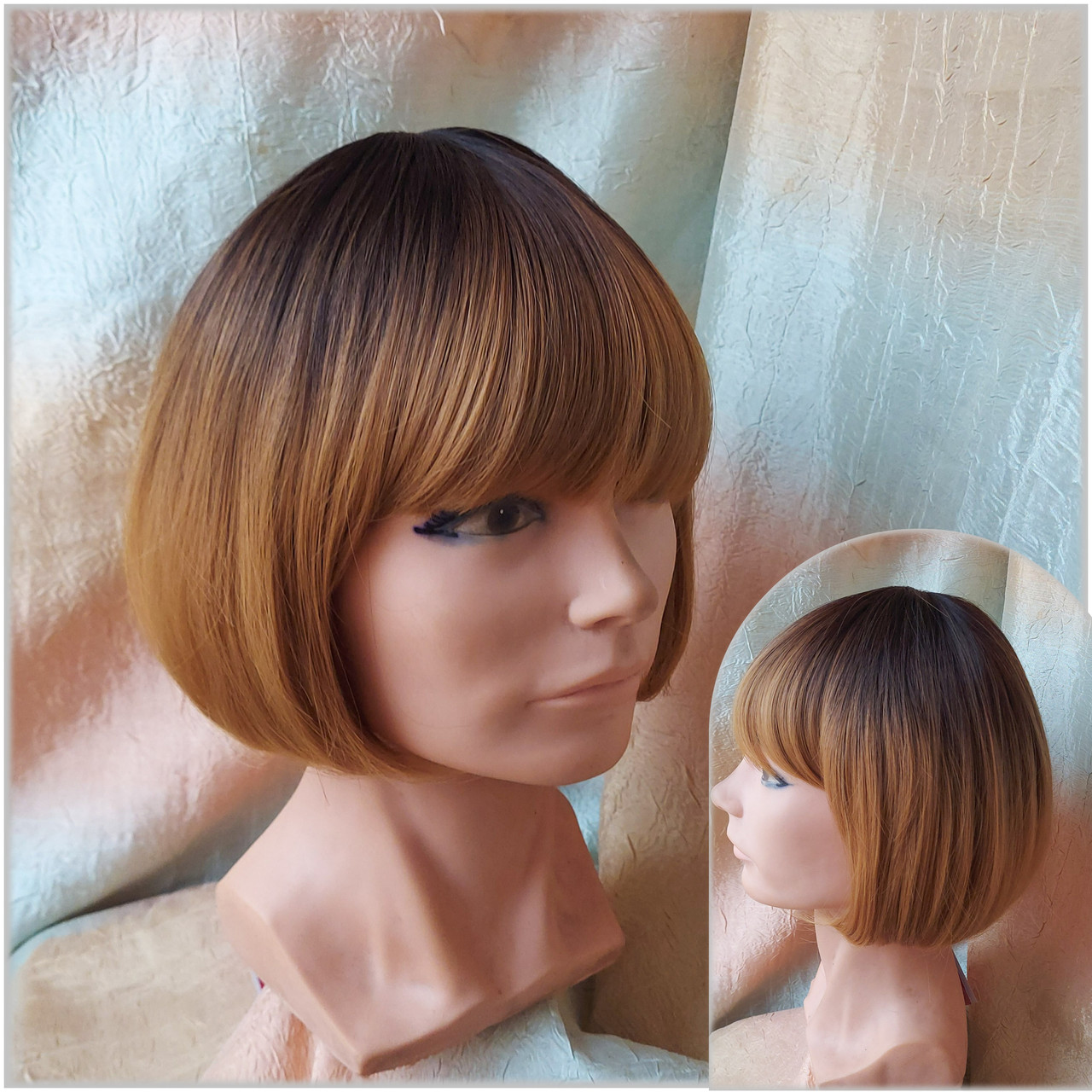 Перука омбре каре термоволосся медно-шоколадний 4801tY-YS4-27, фото 1