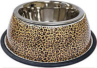 Миска для котов и собак Сroci Animalier Leopard на резинке, нержавейка принт 0,37 л 20 см C6159835