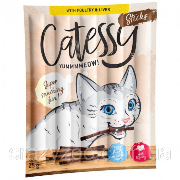 Ласощі м'ясна паличка для котів Catessy зі смаком печінки та птиці 5 г 515328 ЦІНА ЗА 1 ШТ