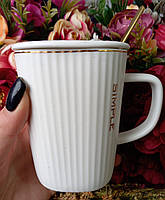 💙Стильна кружка з кришкою та ложкою "Simple" 380 мл