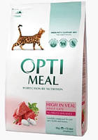 Сухой корм для взрослых кошек OptiMeal Adult Veal телятина 10 кг